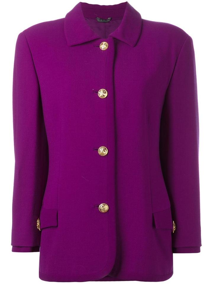 Versace Vintage Shoulder Pad Buttoned Jacket - Pink & Purple