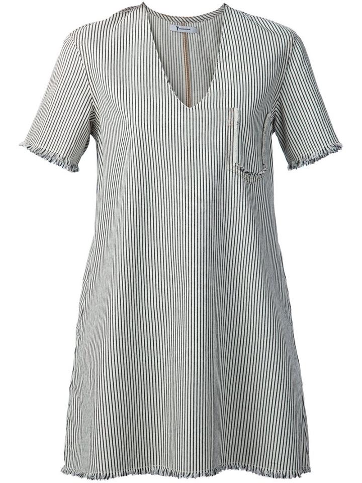 T By Alexander Wang Striped Mini Dress, Women's, Size: 0, White, Cotton