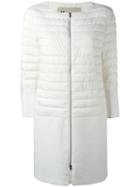 Herno Zipped Padded Parka Coat, Women's, Size: 42, White, Cotton/polyamide/polyurethane/polyester