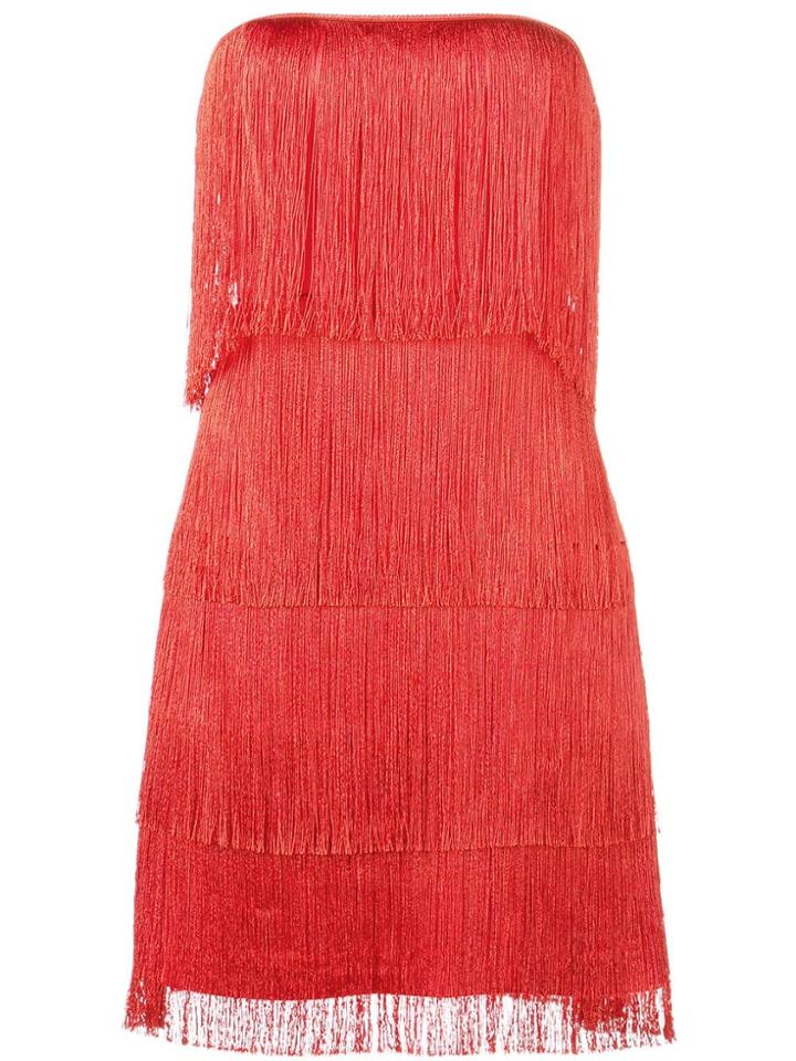 Alexis Fringed Bandeau Mini Dress - Red