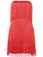 Alexis Fringed Bandeau Mini Dress - Red