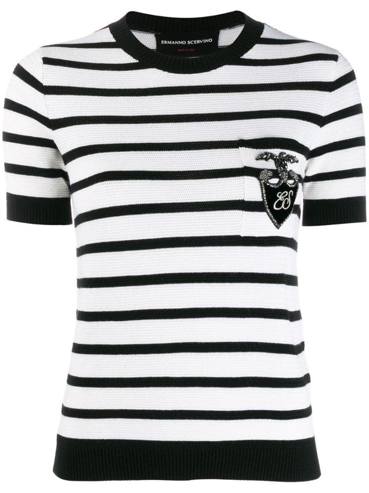 Ermanno Scervino Striped Knit T-shirt - White