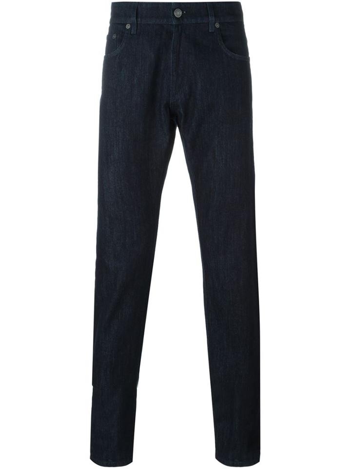 Salvatore Ferragamo Classic Straight Leg Jeans, Men's, Size: 52, Blue, Cotton