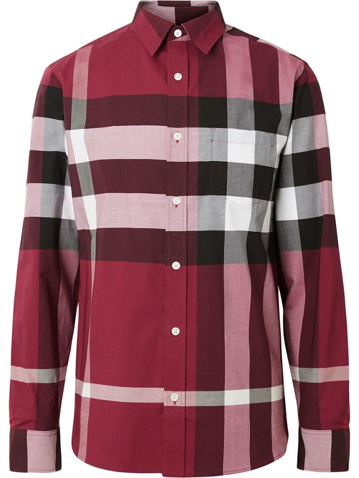 Burberry Check Stretch Cotton Shirt - Pink