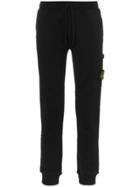 Stone Island Logo Patch Cotton Sweat Pants - Black