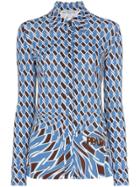 Prada Argyle Print Long-sleeved Shirt - Blue