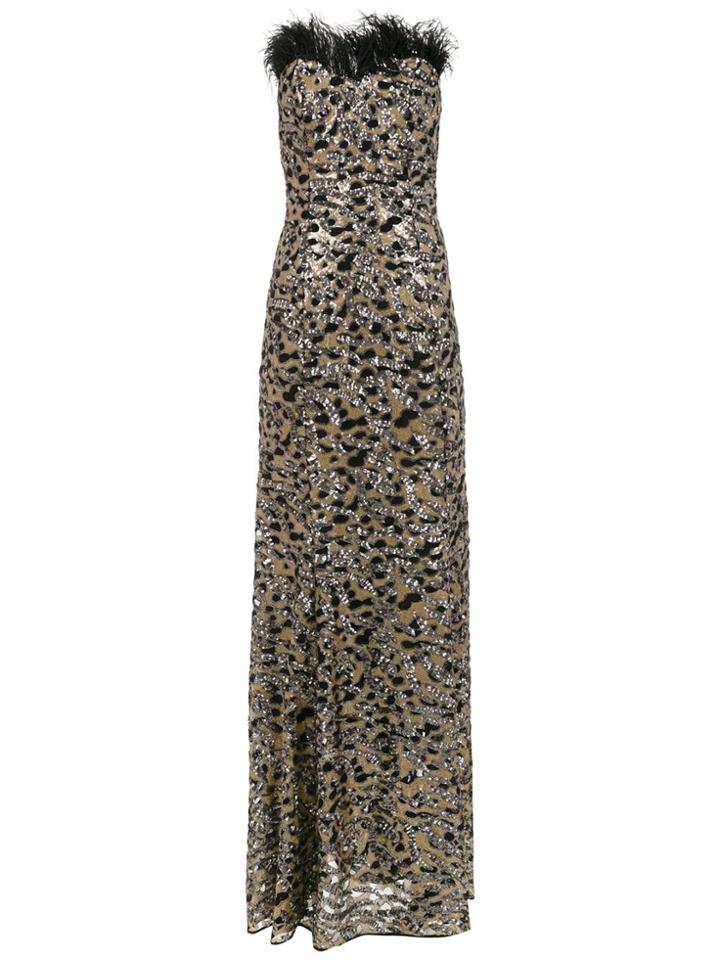 Tufi Duek Long Party Dress With Animal Print - Black
