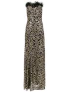 Tufi Duek Long Party Dress With Animal Print - Black