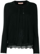 Twin-set Lace Cardigan Top - Black