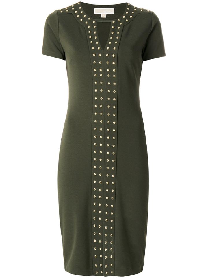 Michael Michael Kors Studded Short-sleeved Dress - Green