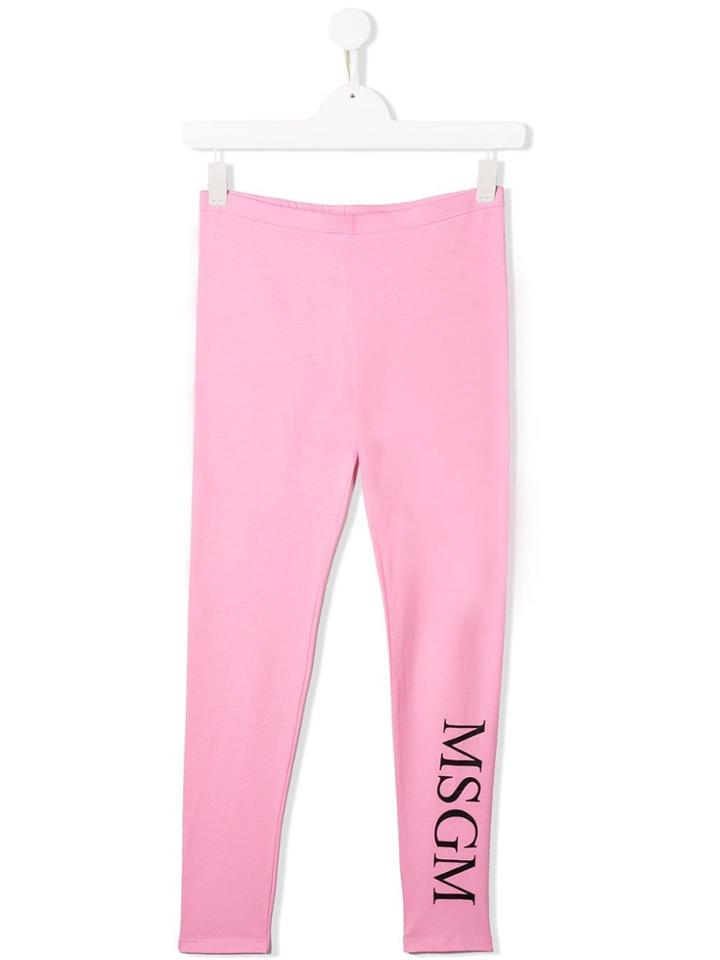 Msgm Kids Logo-print Leggings - Pink