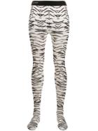 Laneus Zebra-print Tights - White