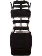 Balmain Mesh Stripe Minidress, Women's, Size: 36, Black, Viscose/polyamide/spandex/elastane