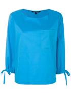 Luisa Cerano Tied Sleeve Chest Pocket Top - Blue