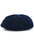 Yohji Yamamoto Cable Knit Beret, Men's, Blue, Wool/nylon