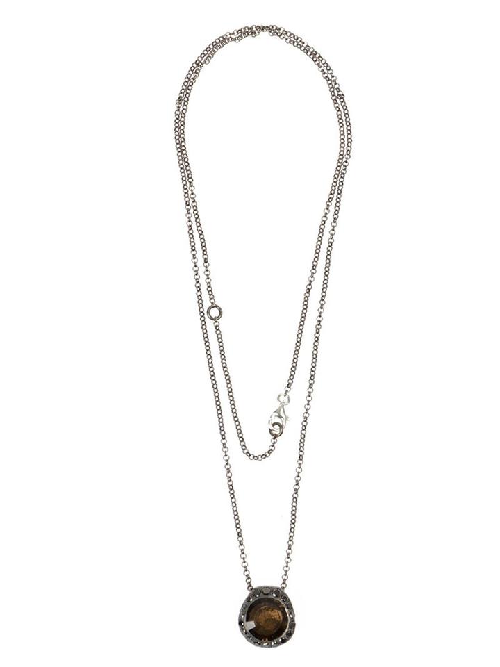 Rosa Maria Quartz And Diamond Pendant Necklace