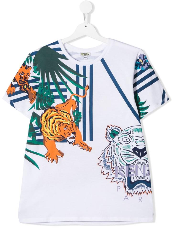 Kenzo Kids Teen Fantastic Jungle Print T-shirt - White