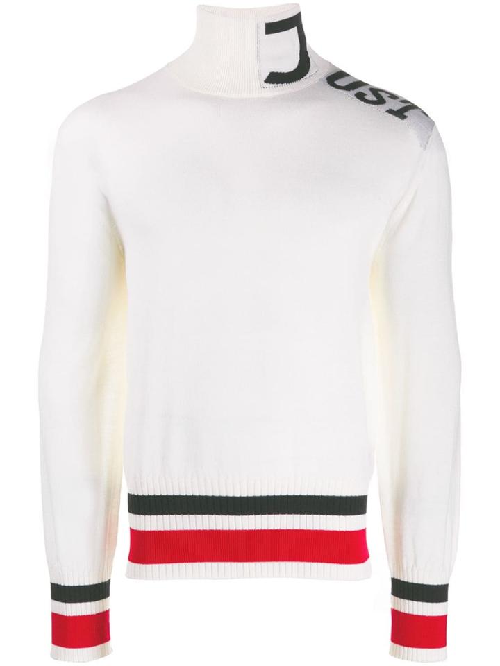 Just Cavalli Logo Roll Neck Jumper - White