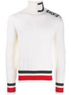 Just Cavalli Logo Roll Neck Jumper - White