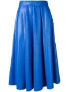 Msgm Flared Faux Leather Skirt - Blue