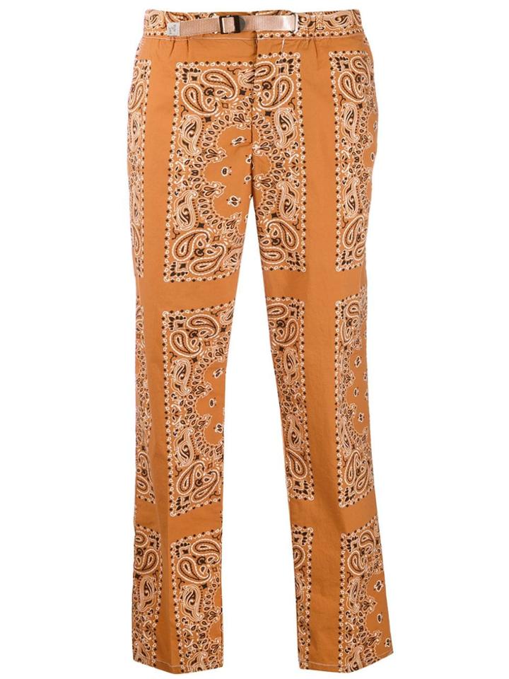 White Sand Paisley Print Trousers - Brown