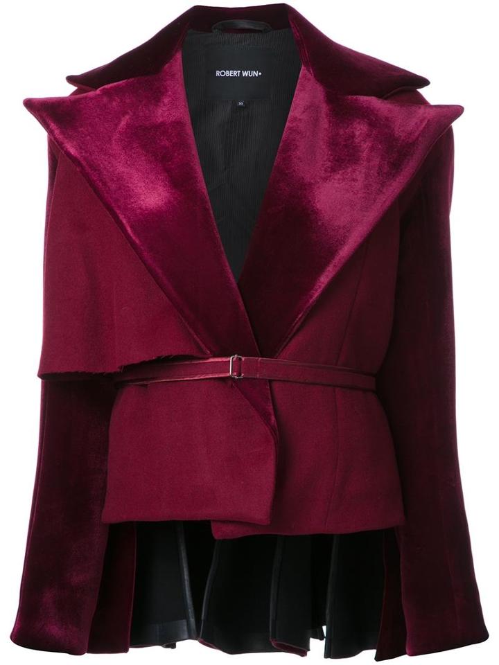 Robert Wun Peplum Back Jacket, Women's, Size: 8, Red, Nylon/polyester/wool