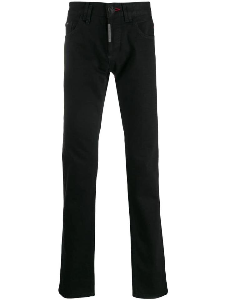 Philipp Plein Logo Print Straight-cut Jeans - Black