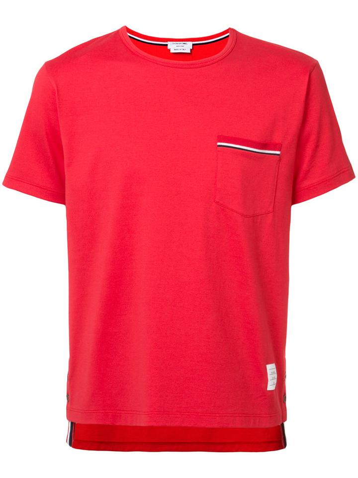 Thom Browne Chest Pocket T-shirt, Men's, Size: 2, Red, Cotton