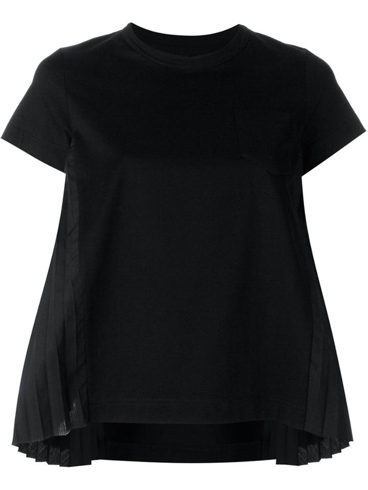 Sacai Flared Pleat Detail T-shirt - Black