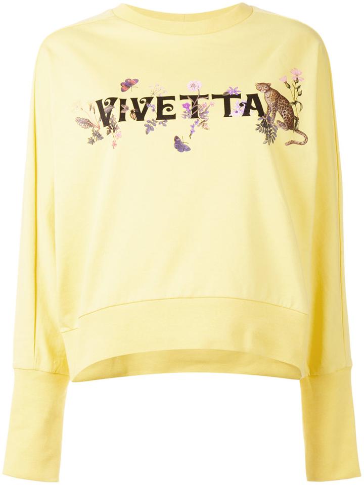 Vivetta Printed Sweatshirt, Women's, Size: 42, Yellow/orange, Cotton/spandex/elastane