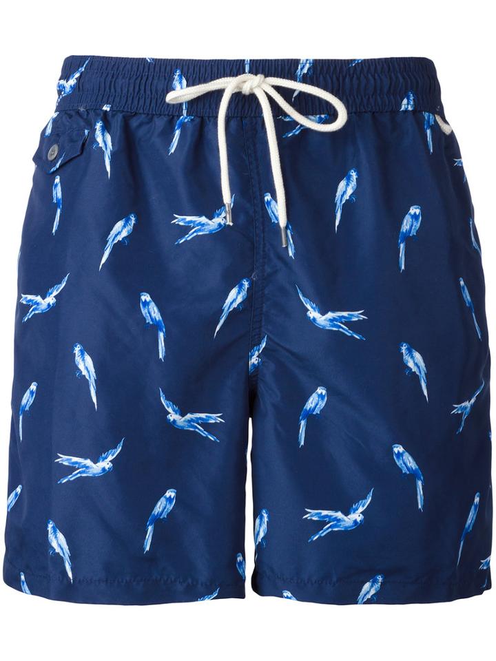 Polo Ralph Lauren Printed Swim Shorts, Men's, Size: Medium, Blue, Polyester