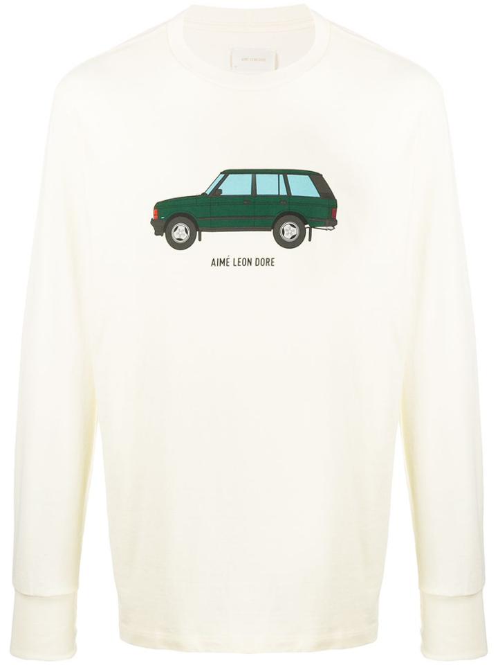 Aimé Leon Dore Car Print Longsleeved T-shirt - Neutrals