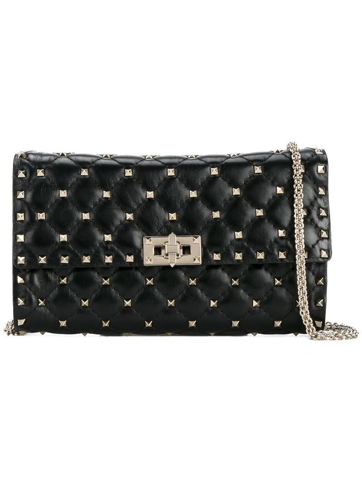 'rockstud' Spike Clutch, Women's, Black, Leather/metal, Valentino