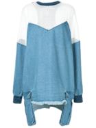 Pony Stone Contrast Panel Sweater Dress - Blue