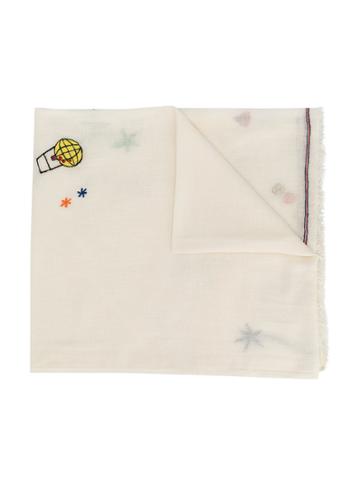 Bellerose Kids Teen Embroidered Fringed Scarf - Nude & Neutrals
