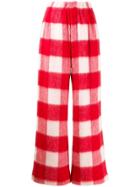 Jejia Checked Straight Trousers - Red