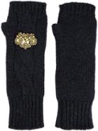 Dolce & Gabbana Crown Fingerless Gloves, Women's, Size: Small, Grey, Silk/cotton/acetate/brass