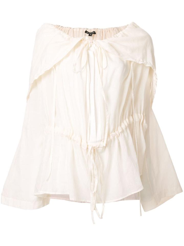 Ann Demeulemeester Hooded Drawstring Blouse - Neutrals