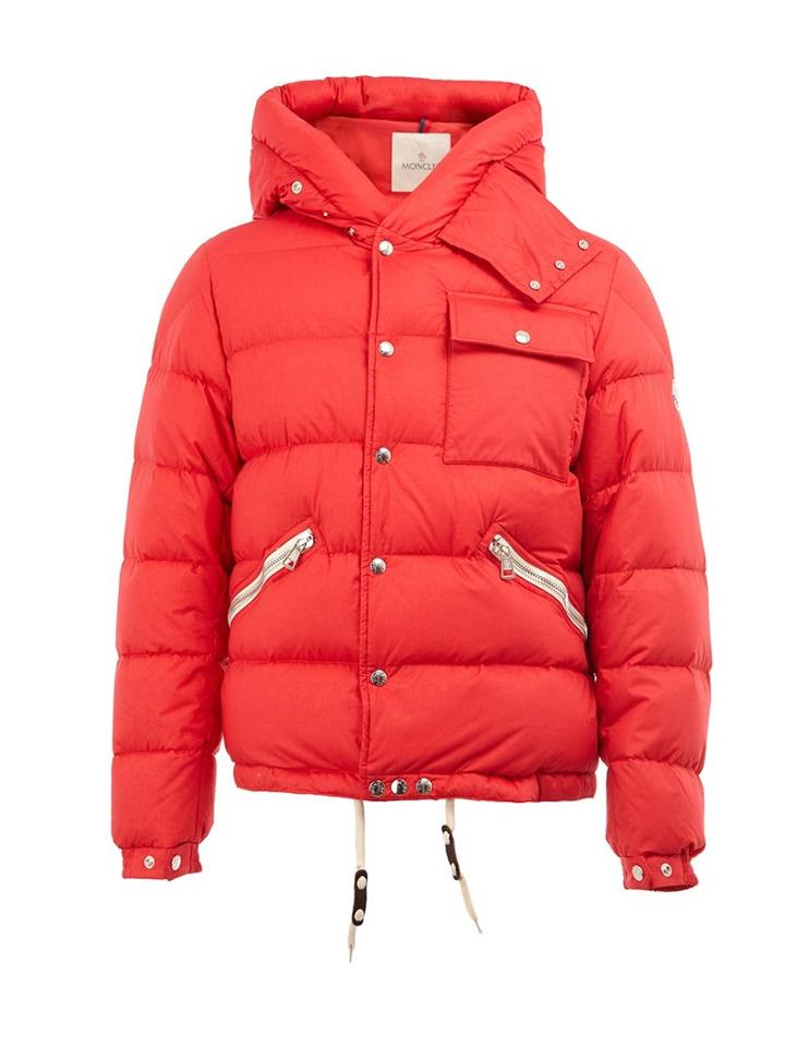 Moncler Hooded Padded Jacket, Men's, Size: 0, Red, Cotton/feather/goose Down/polyamide