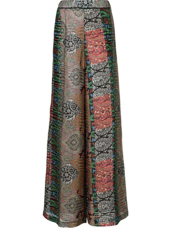 Oscar De La Renta Arabesque Print Palazzo Pants, Size: 6, Black, Silk