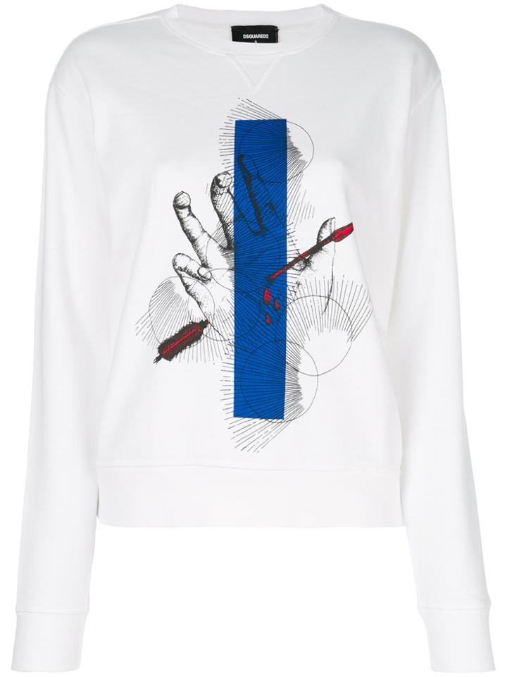 Dsquared2 Pierced Hand Print Sweatshirt - White