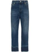 Alexander Mcqueen Slim Fit Distressed Cropped Jeans - Blue