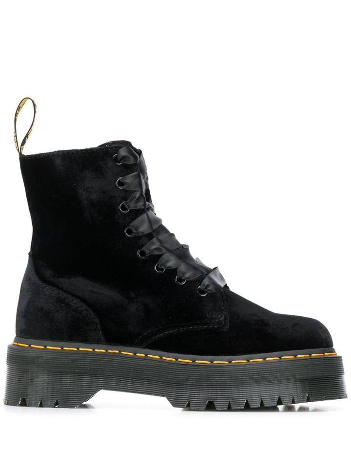Dr. Martens Velvet Chunky Combat Boots - Black