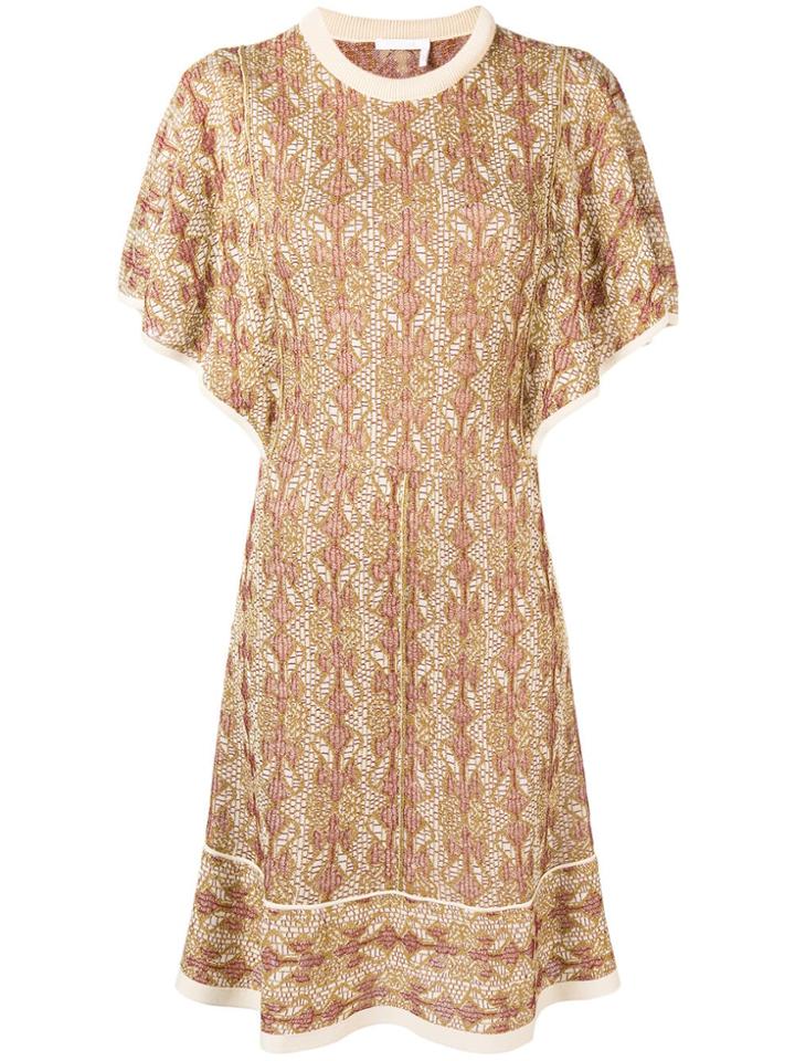 Chloé Ruffle Sleeve Sweater Dress - Yellow