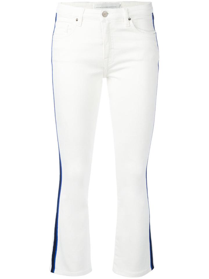 Victoria Victoria Beckham Cropped Trousers, Women's, Size: 27, White, Cotton/polyester/spandex/elastane