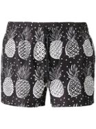 Dolce & Gabbana Pineapple Print Swimming Trunks, Men's, Size: 3, Black, Polyester