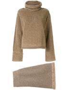 Fendi Pre-owned Knitted Herringbone Jumper Skirt Set - Brown