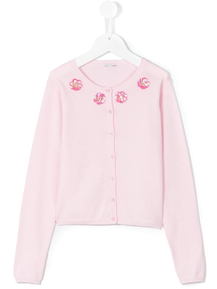 Il Gufo - Floral Appliquéd Cardigan - Kids - Cotton - 10 Yrs, Pink/purple