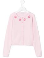 Il Gufo - Floral Appliquéd Cardigan - Kids - Cotton - 10 Yrs, Pink/purple