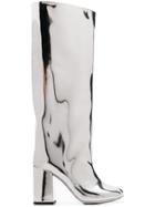 Mm6 Maison Margiela Metallic Knee Length Boots - Silver